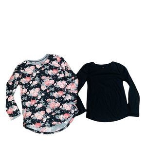 Bundle of Girls 6/7 Long Sleeve Shirts Black/Floral